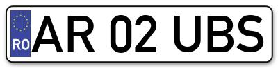 Placuta inmatriculare numar auto  AR-02-UBS, AR 02 UBS, AR02UBS