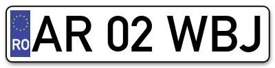 Placuta inmatriculare numar auto  AR-02-WBJ, AR 02 WBJ, AR02WBJ