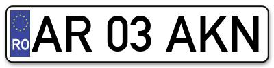 Placuta inmatriculare numar auto  AR-03-AKN, AR 03 AKN, AR03AKN