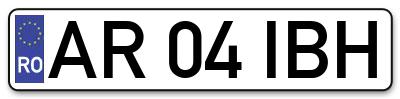 Placuta inmatriculare numar auto  AR-04-IBH, AR 04 IBH, AR04IBH