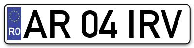 Placuta inmatriculare numar auto  AR-04-IRV, AR 04 IRV, AR04IRV