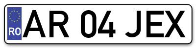 Placuta inmatriculare numar auto  AR-04-JEX, AR 04 JEX, AR04JEX