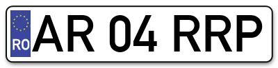 Placuta inmatriculare numar auto  AR-04-RRP, AR 04 RRP, AR04RRP