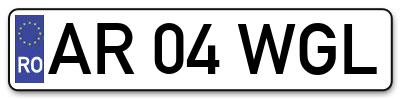 Placuta inmatriculare numar auto  AR-04-WGL, AR 04 WGL, AR04WGL