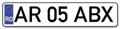 Placuta inmatriculare numar auto  AR-05-ABX, AR 05 ABX, AR05ABX