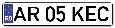 Placuta inmatriculare numar auto  AR-05-KEC, AR 05 KEC, AR05KEC