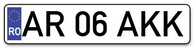 Placuta inmatriculare numar auto  AR-06-AKK, AR 06 AKK, AR06AKK