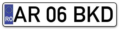 Placuta inmatriculare numar auto  AR-06-BKD, AR 06 BKD, AR06BKD