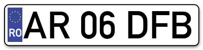 Placuta inmatriculare numar auto  AR-06-DFB, AR 06 DFB, AR06DFB