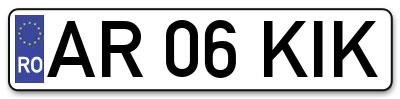Placuta inmatriculare numar auto  AR-06-KIK, AR 06 KIK, AR06KIK