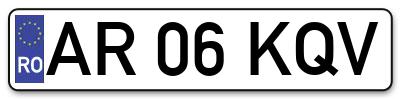 Placuta inmatriculare numar auto  AR-06-KQV, AR 06 KQV, AR06KQV