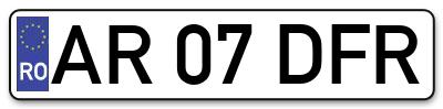 Placuta inmatriculare numar auto  AR-07-DFR, AR 07 DFR, AR07DFR