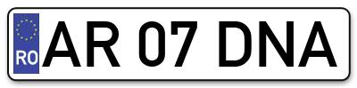 Placuta inmatriculare numar auto  AR-07-DNA, AR 07 DNA, AR07DNA