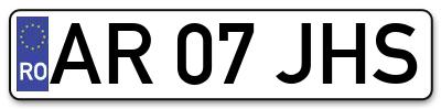 Placuta inmatriculare numar auto  AR-07-JHS, AR 07 JHS, AR07JHS