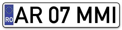 Placuta inmatriculare numar auto  AR-07-MMI, AR 07 MMI, AR07MMI