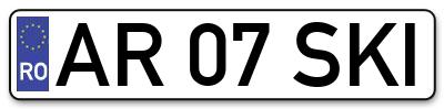 Placuta inmatriculare numar auto  AR-07-SKI, AR 07 SKI, AR07SKI