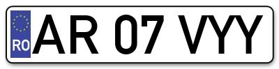 Placuta inmatriculare numar auto  AR-07-VYY, AR 07 VYY, AR07VYY