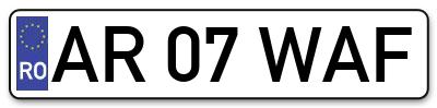Placuta inmatriculare numar auto  AR-07-WAF, AR 07 WAF, AR07WAF