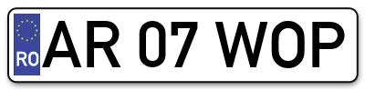 Placuta inmatriculare numar auto  AR-07-WOP, AR 07 WOP, AR07WOP