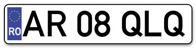 Placuta inmatriculare numar auto  AR-08-QLQ, AR 08 QLQ, AR08QLQ