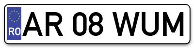 Placuta inmatriculare numar auto  AR-08-WUM, AR 08 WUM, AR08WUM