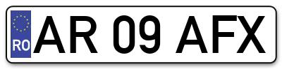 Placuta inmatriculare numar auto  AR-09-AFX, AR 09 AFX, AR09AFX
