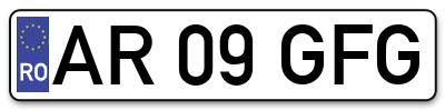 Placuta inmatriculare numar auto  AR-09-GFG, AR 09 GFG, AR09GFG