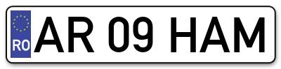 Placuta inmatriculare numar auto  AR-09-HAM, AR 09 HAM, AR09HAM
