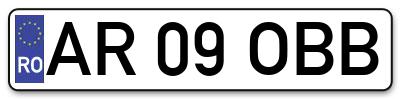 Placuta inmatriculare numar auto  AR-09-OBB, AR 09 OBB, AR09OBB