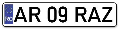 Placuta inmatriculare numar auto  AR-09-RAZ, AR 09 RAZ, AR09RAZ