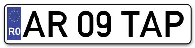 Placuta inmatriculare numar auto  AR-09-TAP, AR 09 TAP, AR09TAP