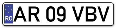 Placuta inmatriculare numar auto  AR-09-VBV, AR 09 VBV, AR09VBV
