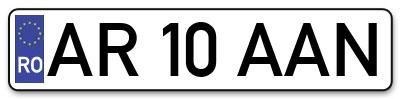 Placuta inmatriculare numar auto  AR-10-AAN, AR 10 AAN, AR10AAN