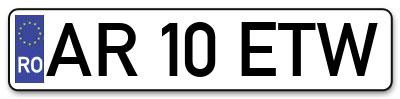 Placuta inmatriculare numar auto  AR-10-ETW, AR 10 ETW, AR10ETW