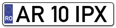 Placuta inmatriculare numar auto  AR-10-IPX, AR 10 IPX, AR10IPX