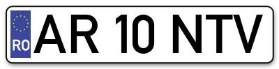 Placuta inmatriculare numar auto  AR-10-NTV, AR 10 NTV, AR10NTV