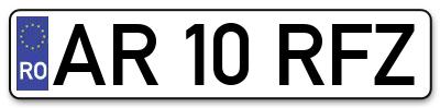 Placuta inmatriculare numar auto  AR-10-RFZ, AR 10 RFZ, AR10RFZ