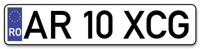 Placuta inmatriculare numar auto  AR-10-XCG, AR 10 XCG, AR10XCG