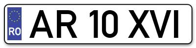 Placuta inmatriculare numar auto  AR-10-XVI, AR 10 XVI, AR10XVI
