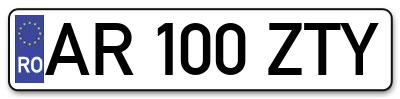 Placuta inmatriculare numar auto  AR-100-ZTY, AR 100 ZTY, AR100ZTY