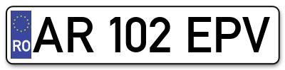 Placuta inmatriculare numar auto  AR-102-EPV, AR 102 EPV, AR102EPV