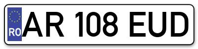 Placuta inmatriculare numar auto  AR-108-EUD, AR 108 EUD, AR108EUD