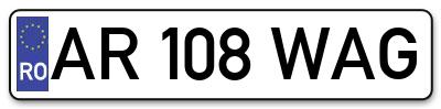 Placuta inmatriculare numar auto  AR-108-WAG, AR 108 WAG, AR108WAG