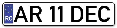 Placuta inmatriculare numar auto  AR-11-DEC, AR 11 DEC, AR11DEC