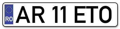 Placuta inmatriculare numar auto  AR-11-ETO, AR 11 ETO, AR11ETO