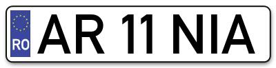 Placuta inmatriculare numar auto  AR-11-NIA, AR 11 NIA, AR11NIA