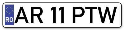 Placuta inmatriculare numar auto  AR-11-PTW, AR 11 PTW, AR11PTW