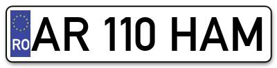 Placuta inmatriculare numar auto  AR-110-HAM, AR 110 HAM, AR110HAM