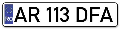 Placuta inmatriculare numar auto  AR-113-DFA, AR 113 DFA, AR113DFA