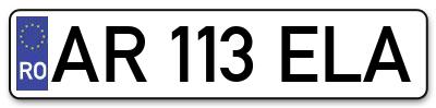 Placuta inmatriculare numar auto  AR-113-ELA, AR 113 ELA, AR113ELA